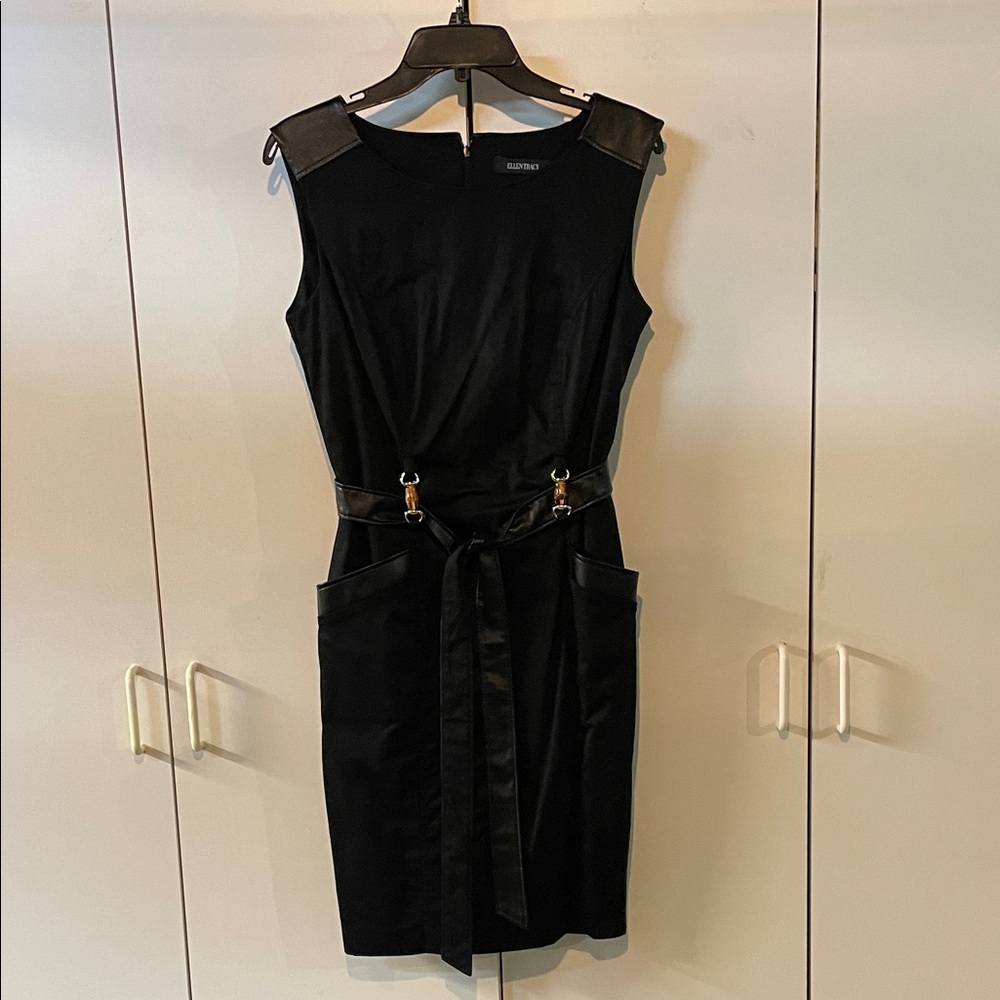 Ellen Tracy Black Mini Dress with Belt